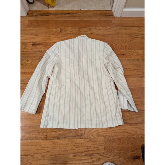 Vintage Carriage Court Pin Stripe White Blue Red Blazer with Shoulder Pads S17 - Picture 5 of 8
